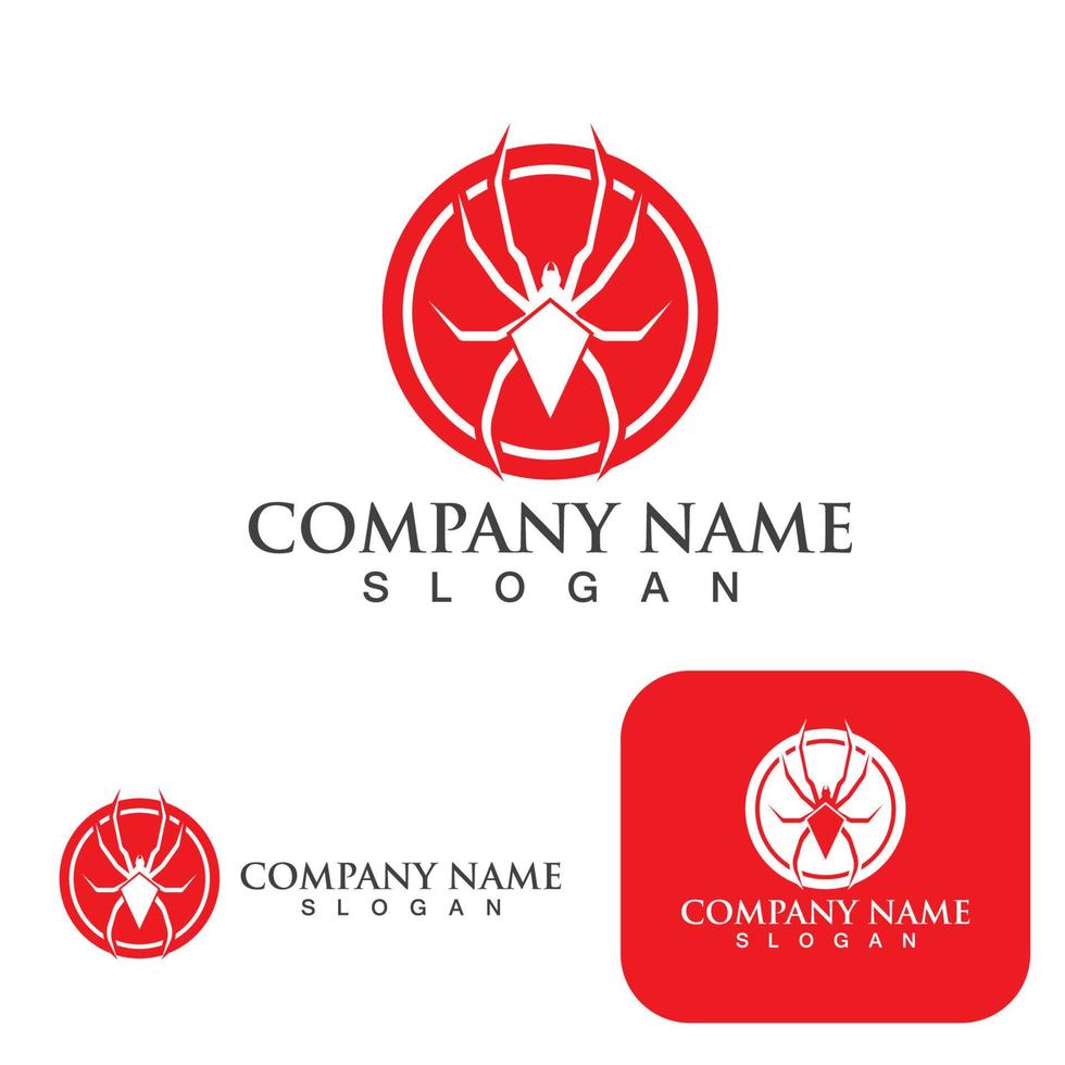 logotipo de araña y elementos de plantilla de vector de símbolo