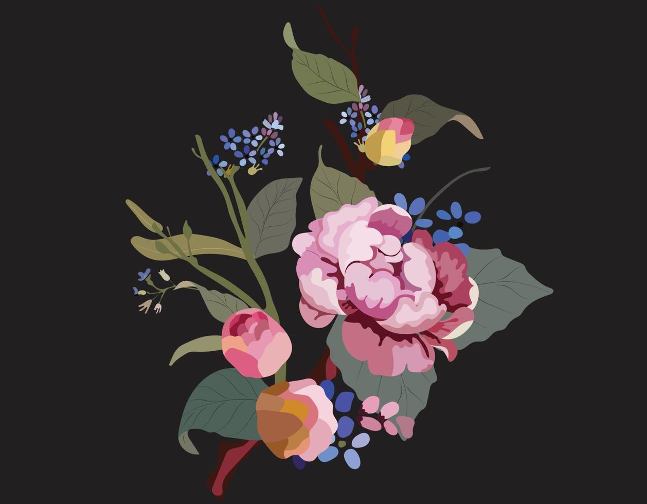 flower painting elegant colorful vintage design vector
