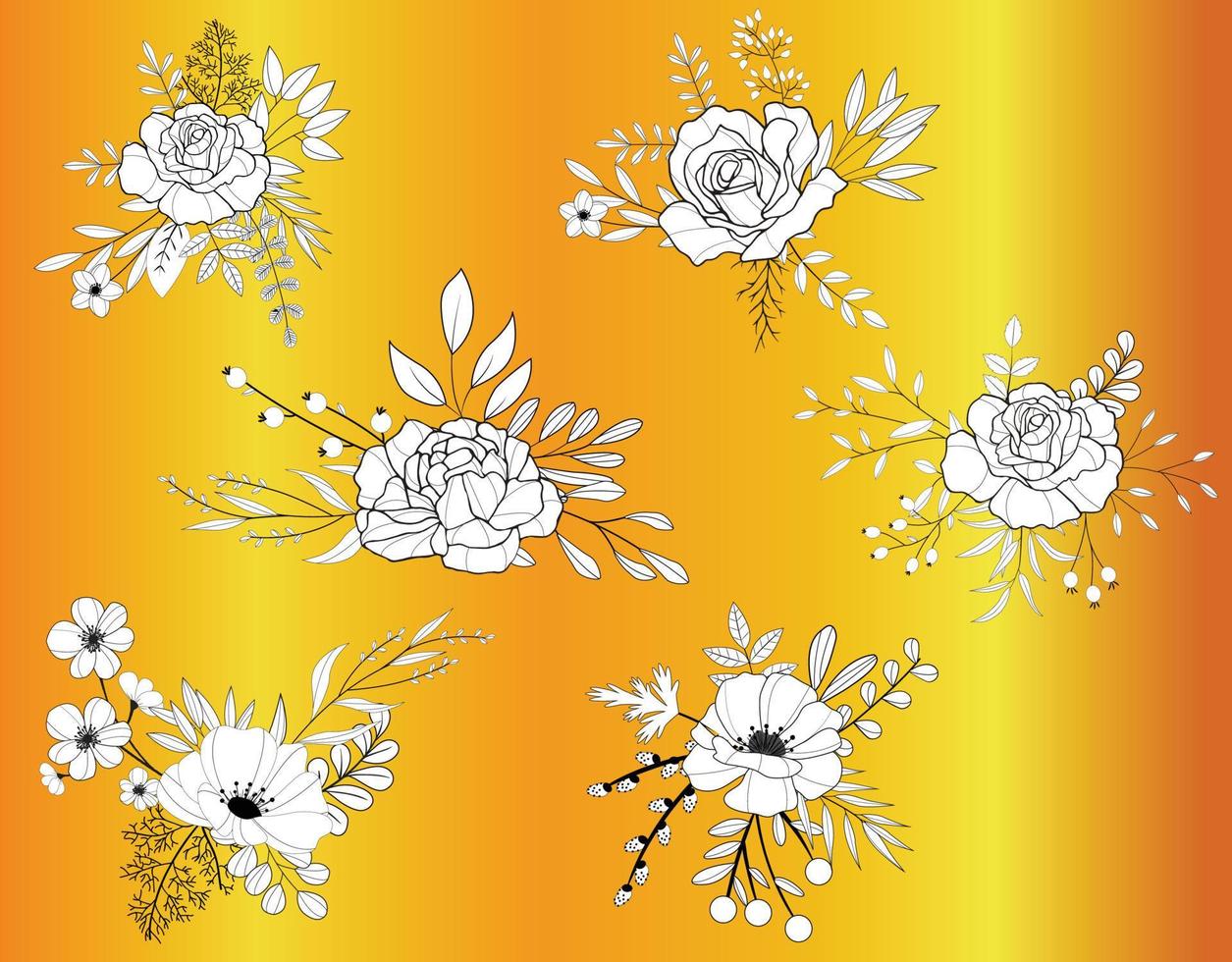 white flower hand drawn vector