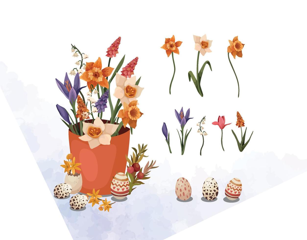 Set of different beautiful bouquets with garden and wild flowers vector