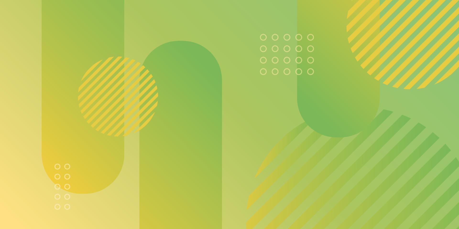 Abstract background with green and yellow gradient circle and geometric shape background vector