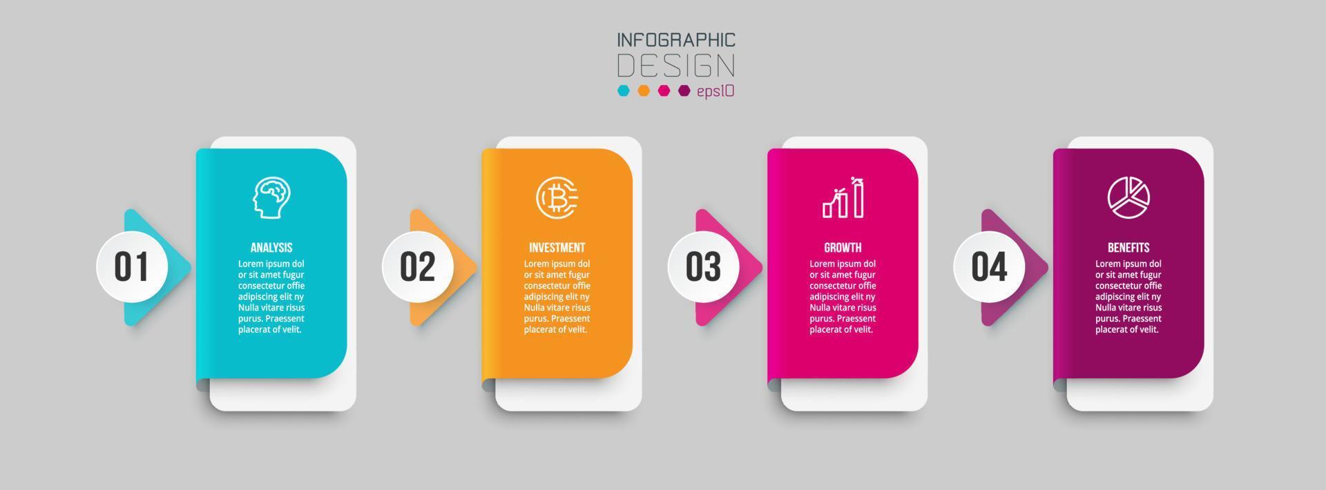 concepto de negocio de plantilla infográfica con paso. vector