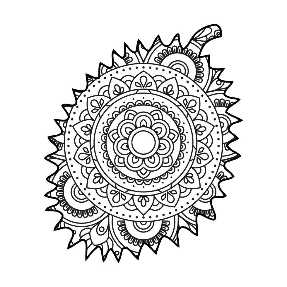 Mandala Jackfruit Coloring Page For Kids vector