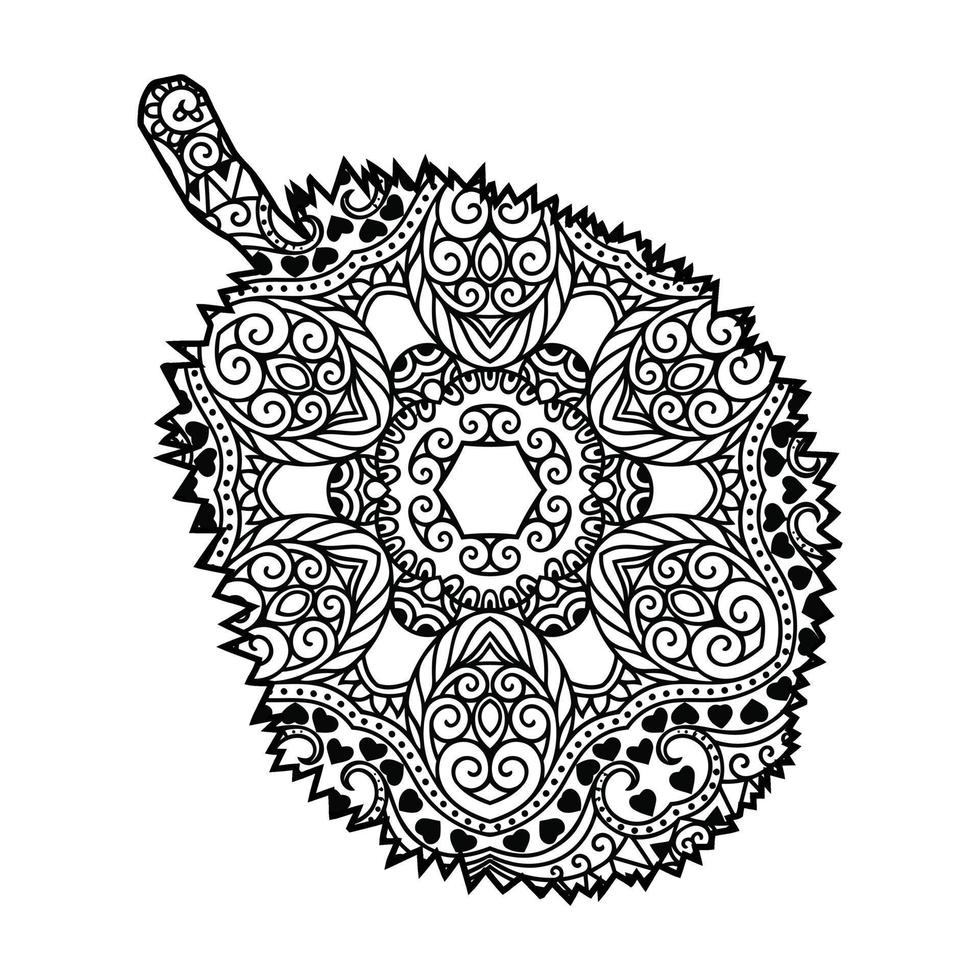 Mandala Jackfruit Coloring Page For Kids vector