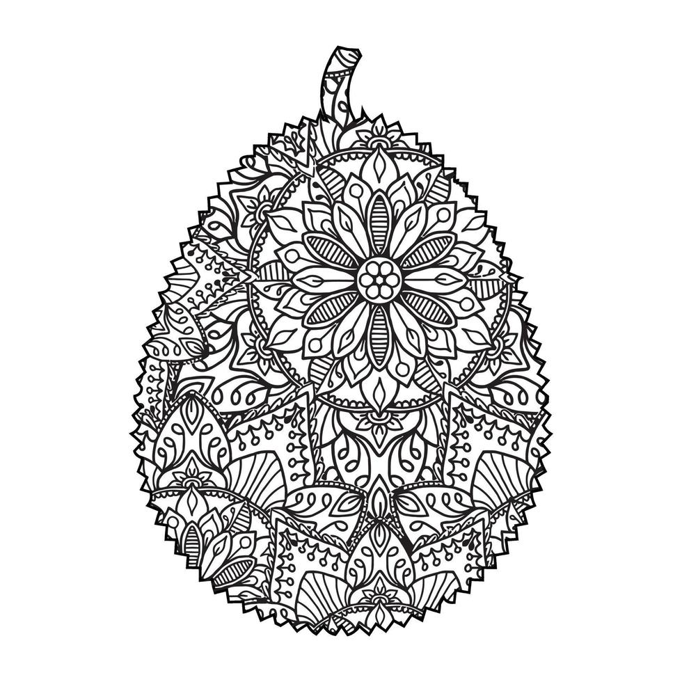 Mandala Jackfruit Coloring Page For Kids vector