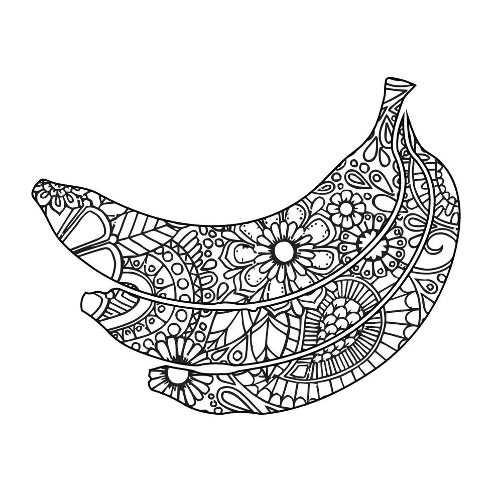 Mandala plátano página para colorear para niños vector