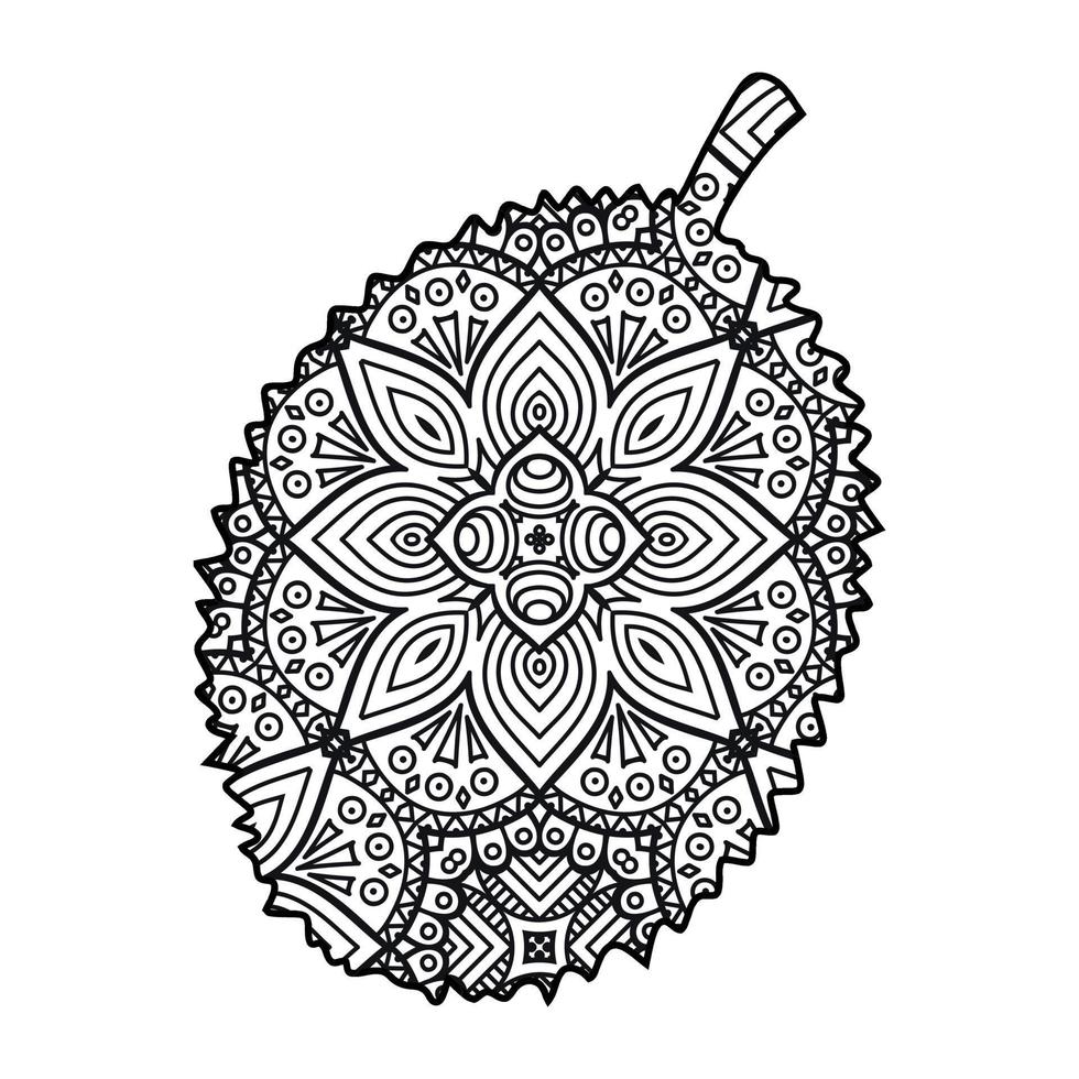 Mandala Jackfruit Coloring Page For Kids vector