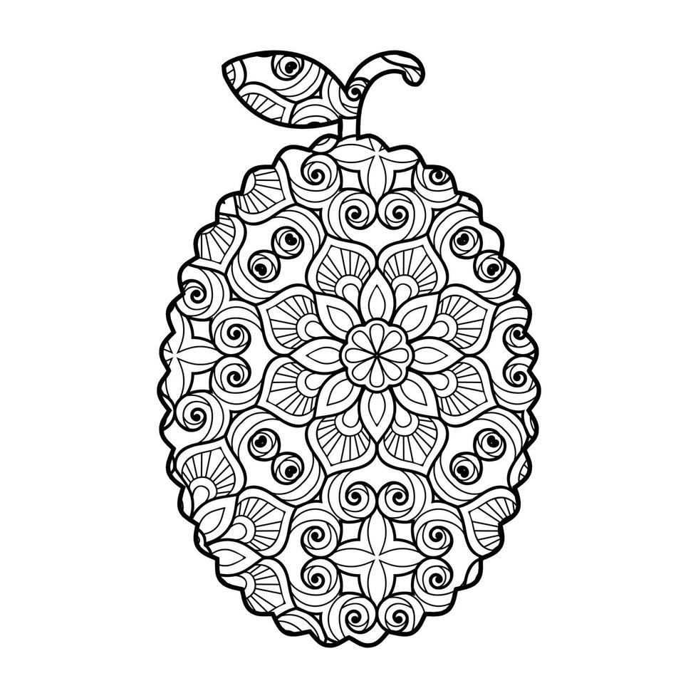 Mandala Jackfruit Coloring Page For Kids vector