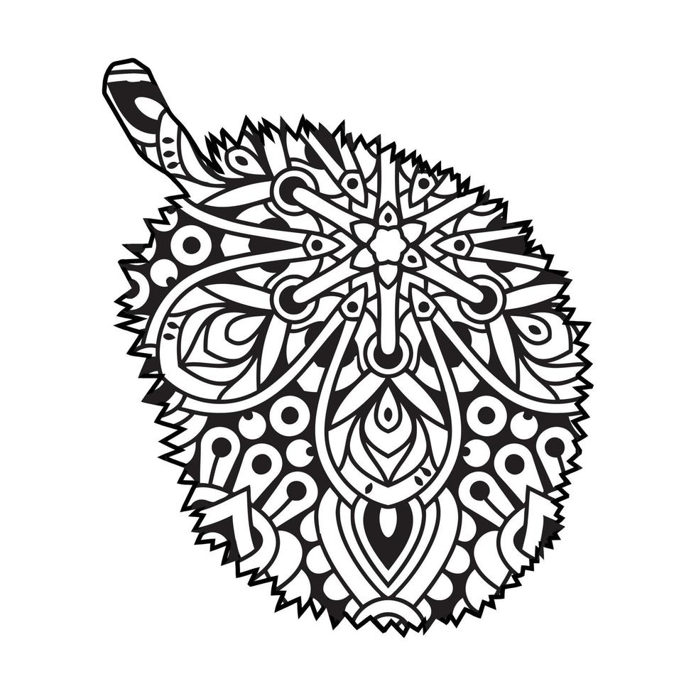 Mandala Jackfruit Coloring Page For Kids vector