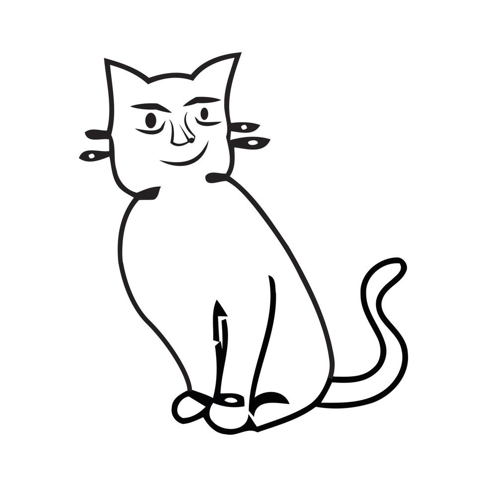 Cat Coloring Page For Kids vector