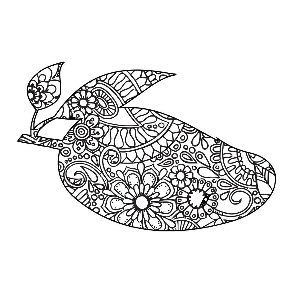 Mandala Mango Coloring Page For Kids vector