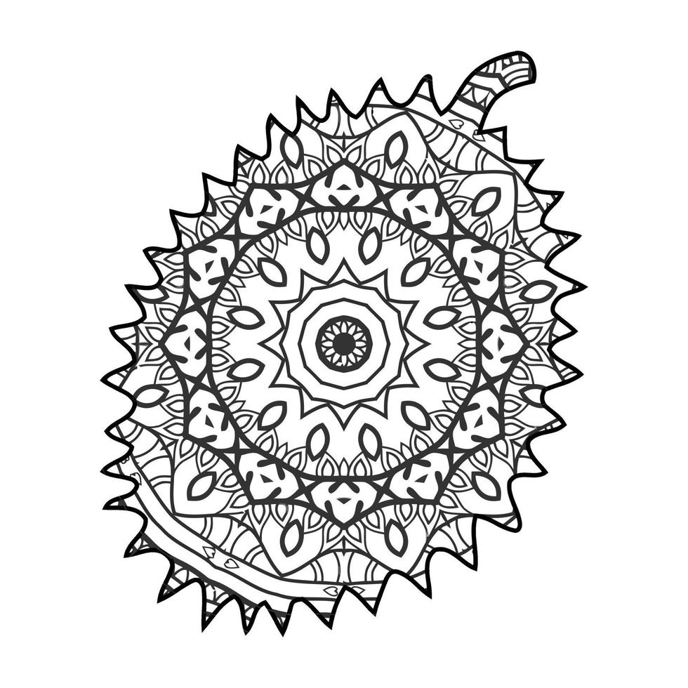 Mandala Jackfruit Coloring Page For Kids vector