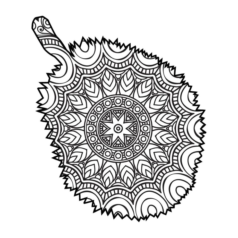 Mandala Jackfruit Coloring Page For Kids vector