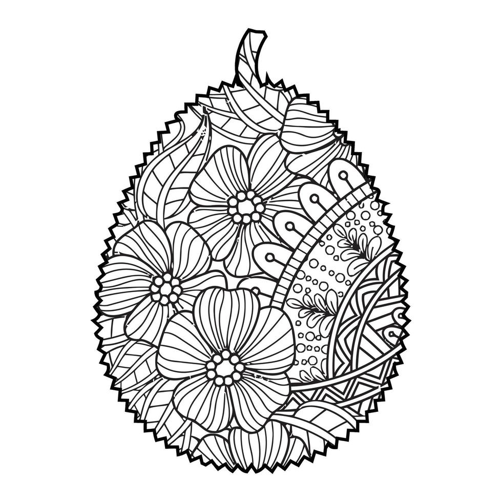 Mandala Jackfruit Coloring Page For Kids vector