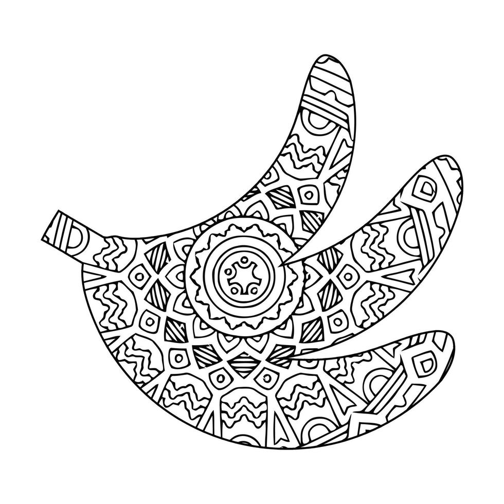 Mandala plátano página para colorear para niños vector