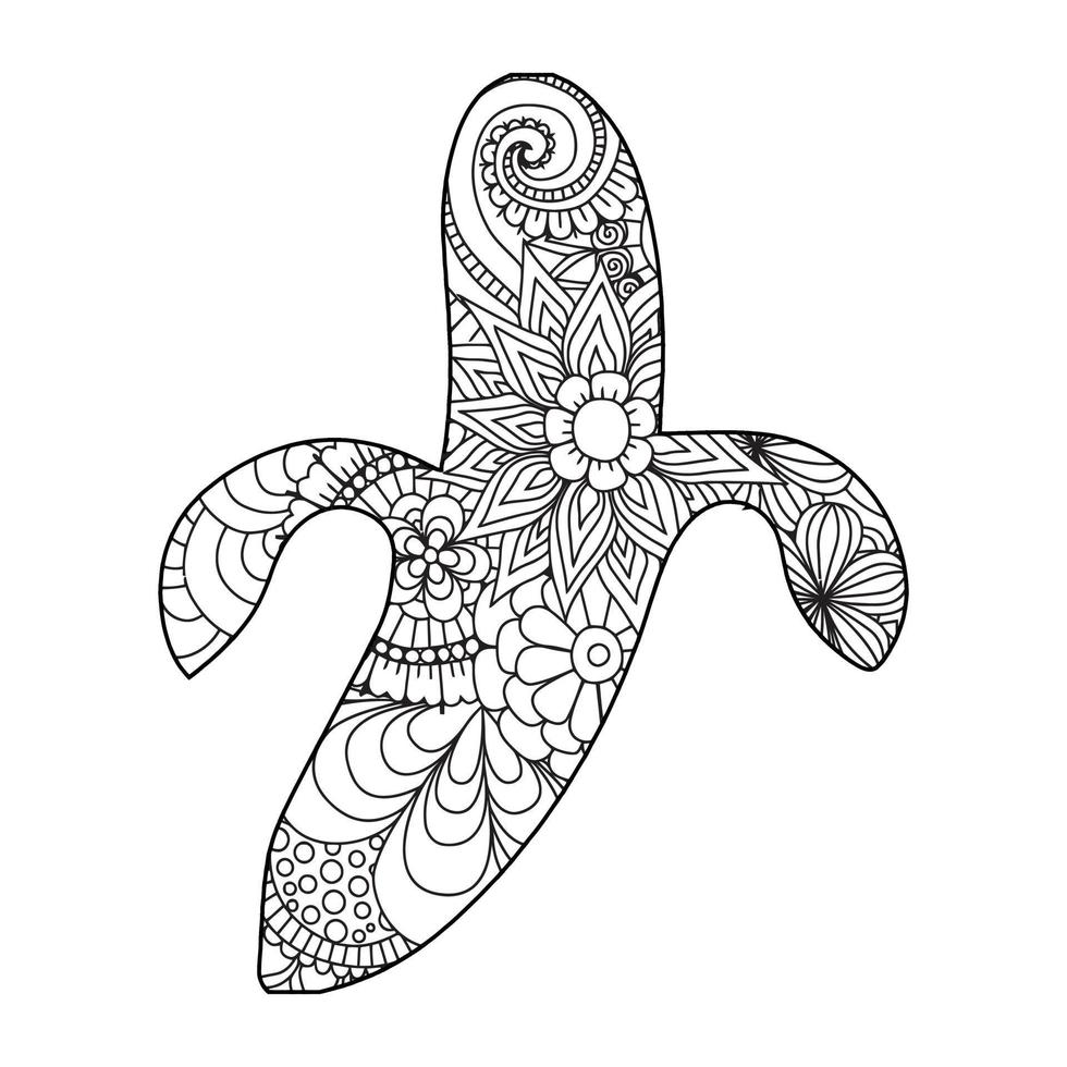 Mandala Banana Coloring Page For Kids vector