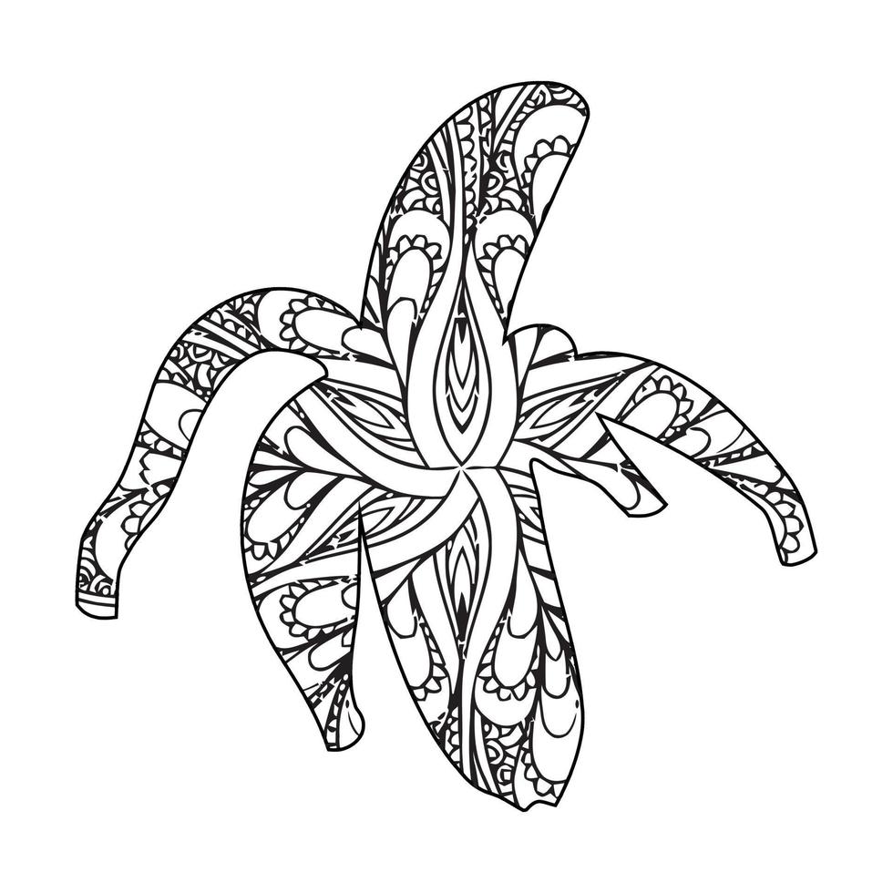 Mandala Banana Coloring Page For Kids vector