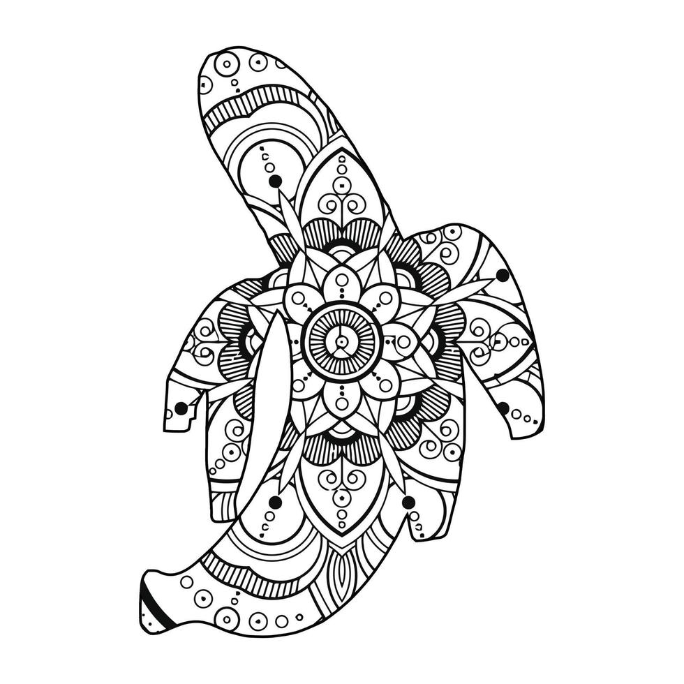 Mandala Banana Coloring Page For Kids vector