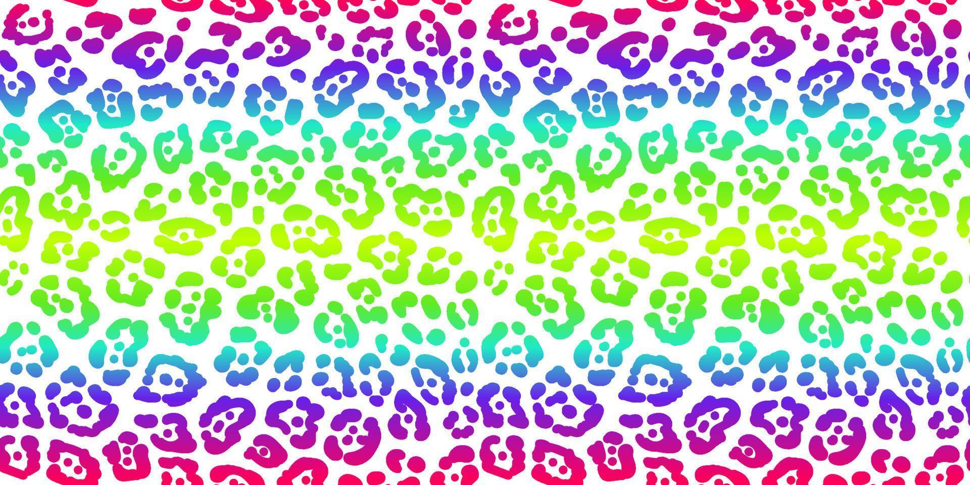 Neon leopard seamless pattern. Rainbow-colored spotted background. Vector animal print