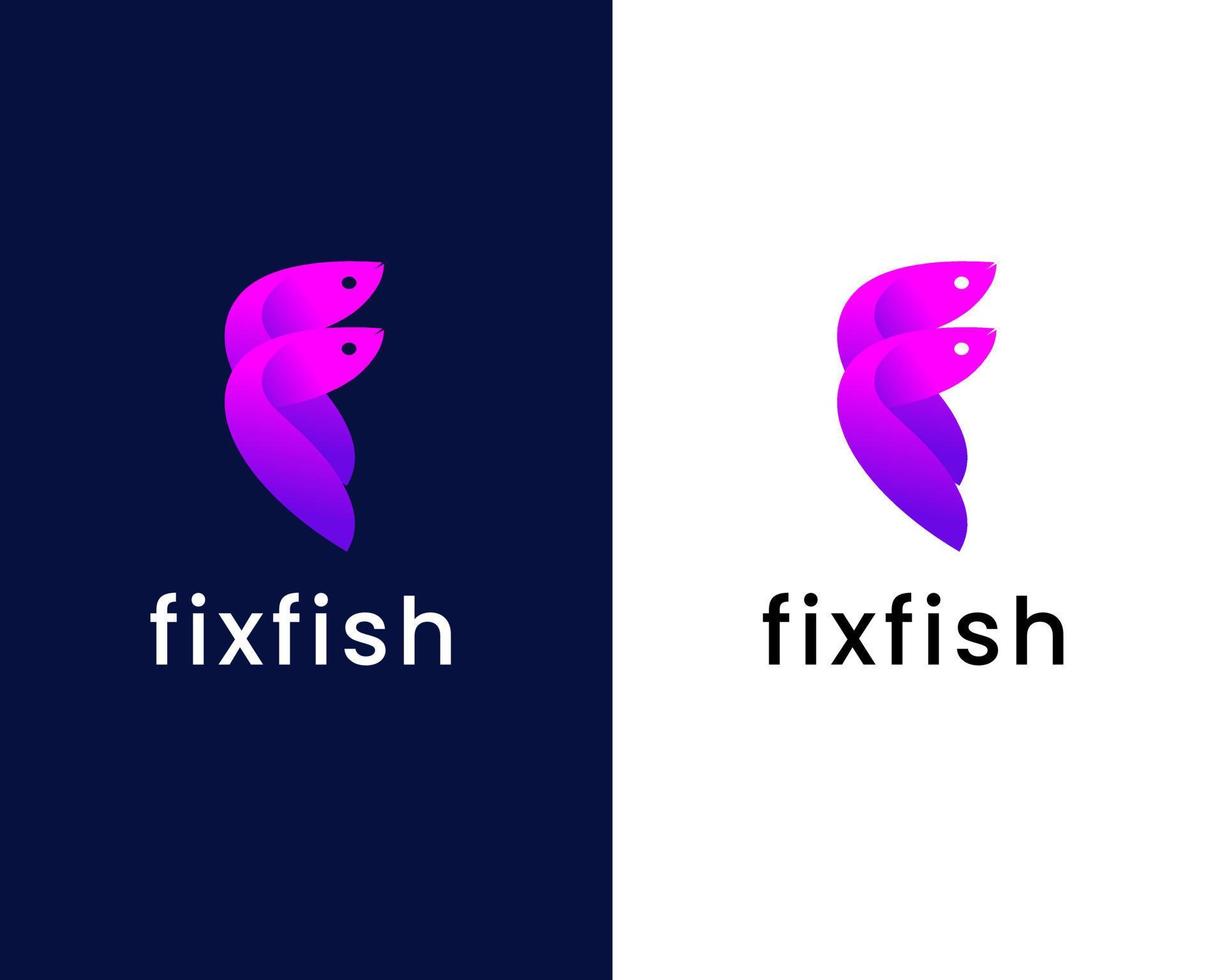 letter f with fish logo design template vector