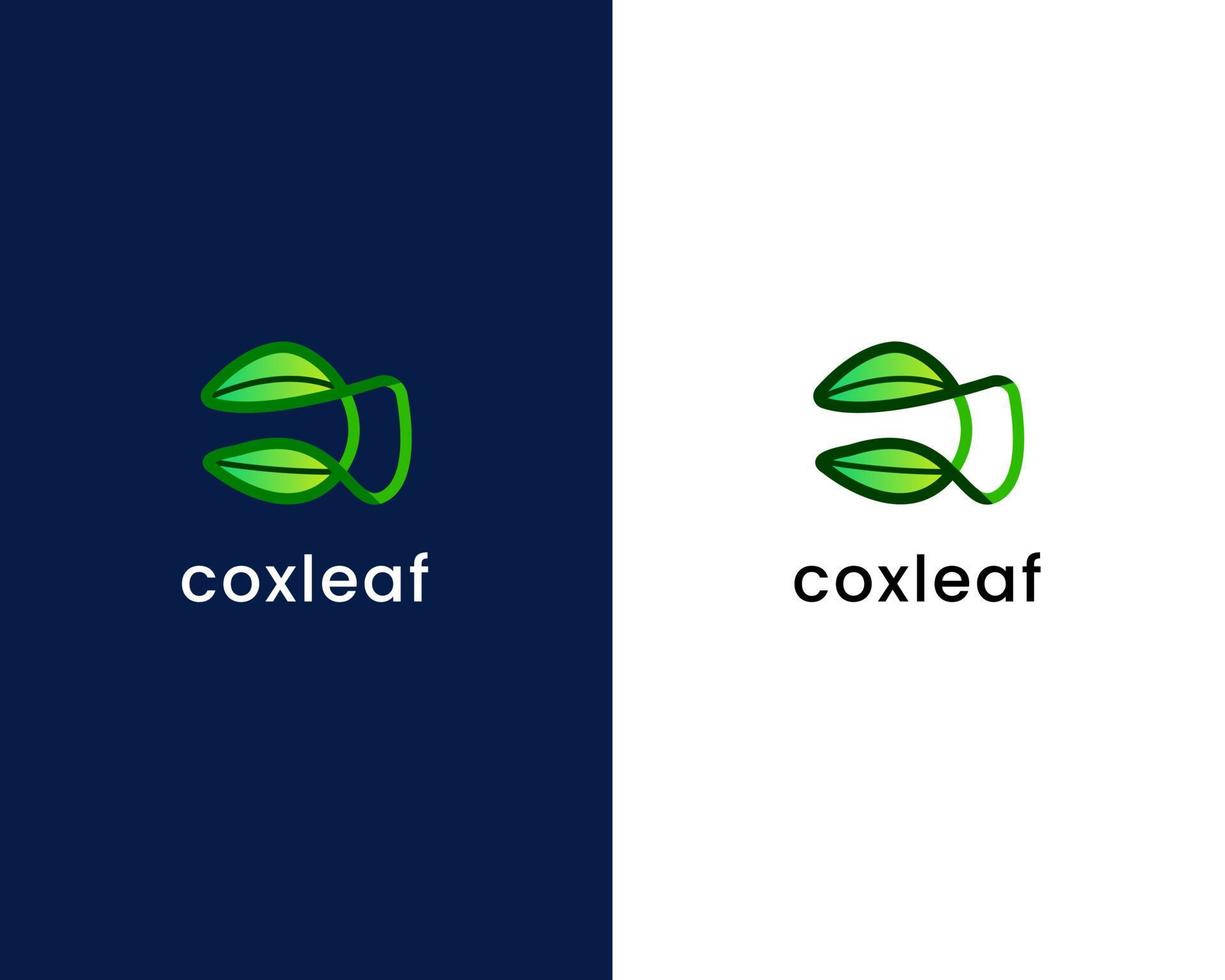 letter c with leaf logo design template vector