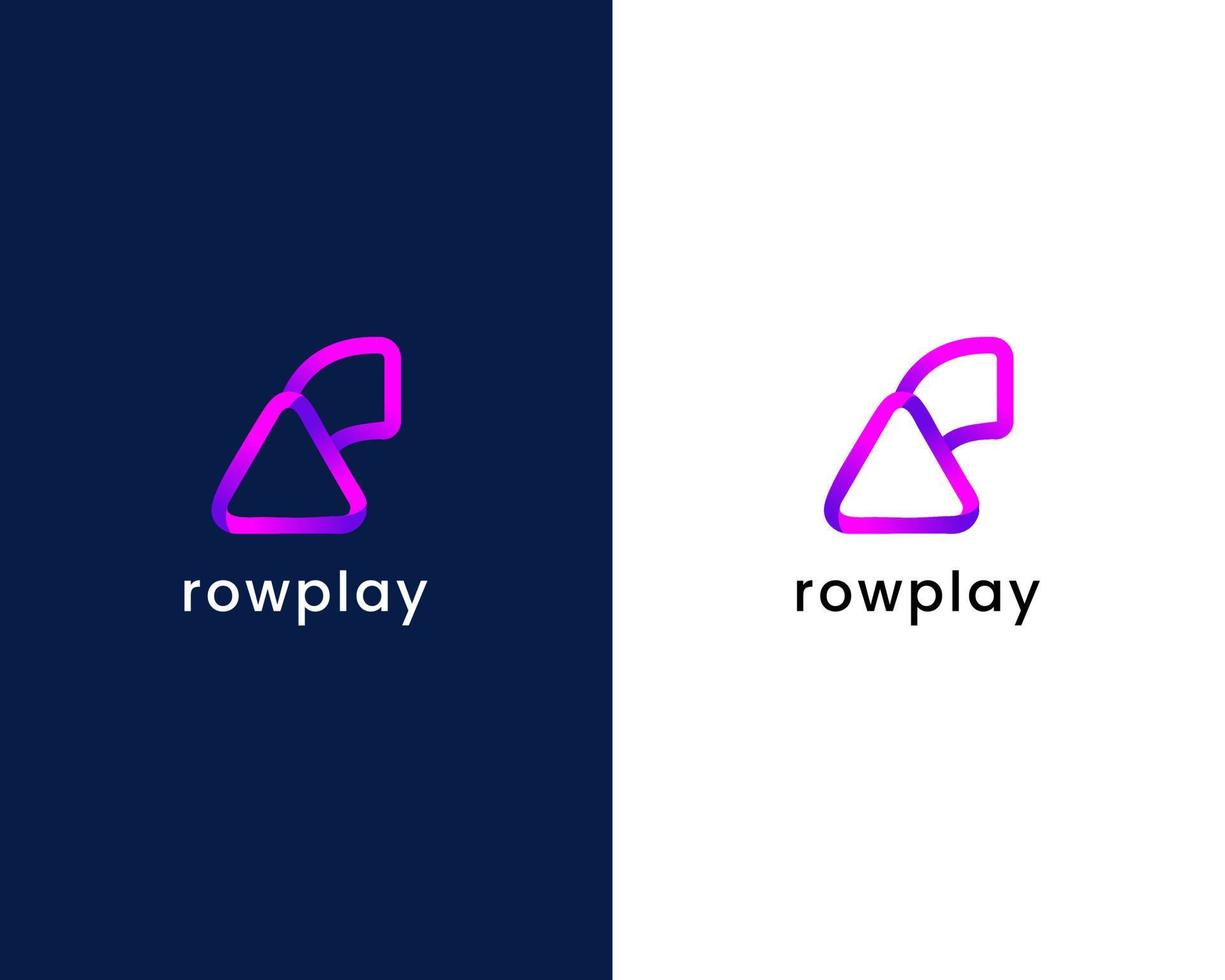letter r with play logo design template vector