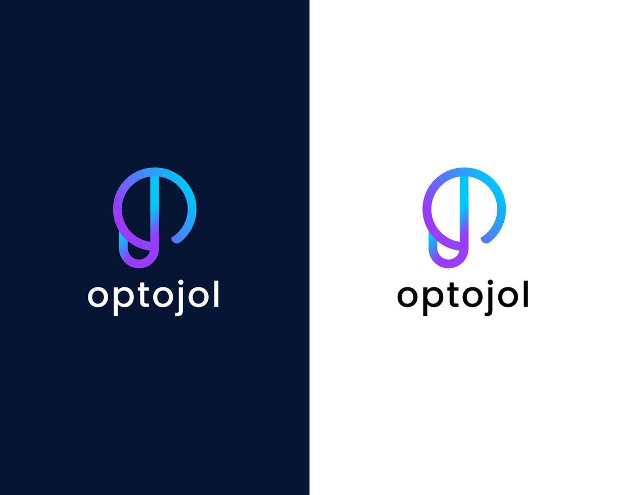 letter o, p and j logo design template vector