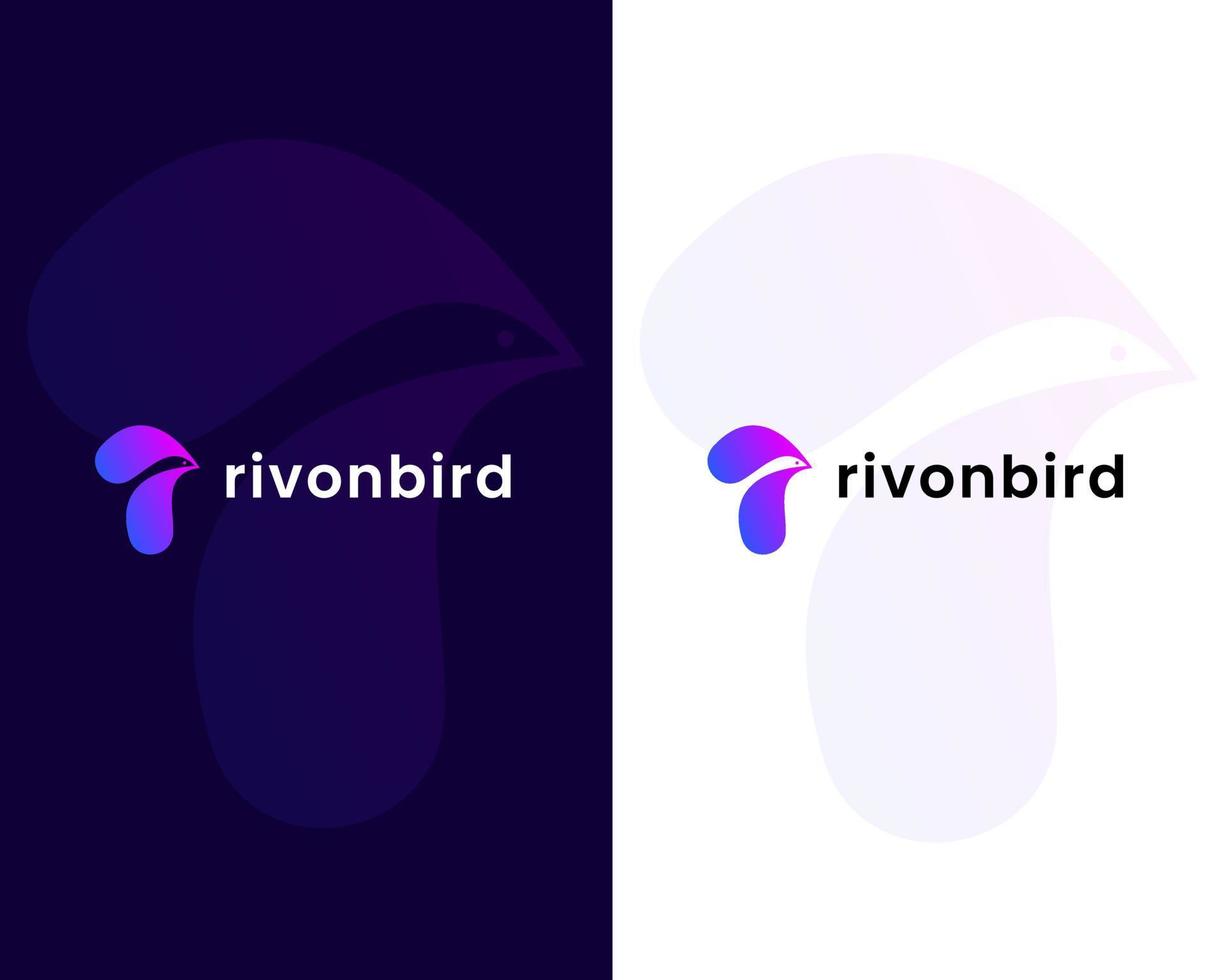 letter r with bird logo design template vector