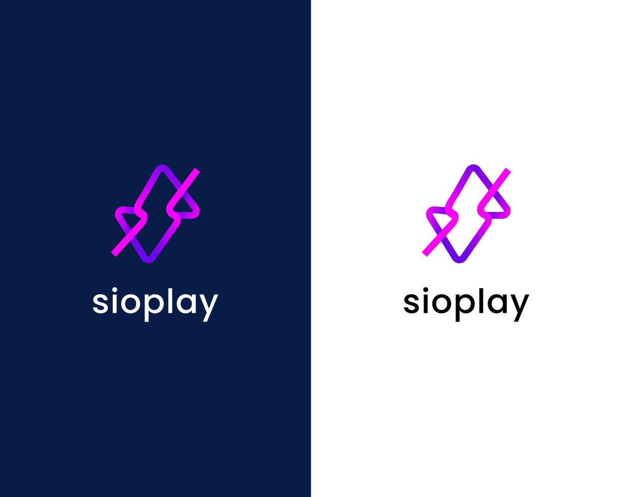 letter s with play logo design template vector