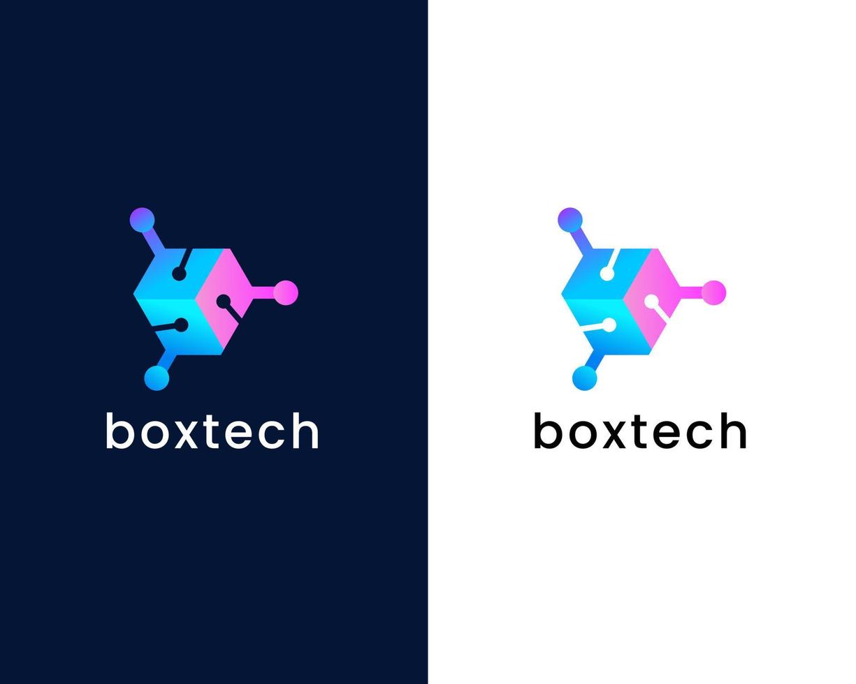 box with tech logo design template vector