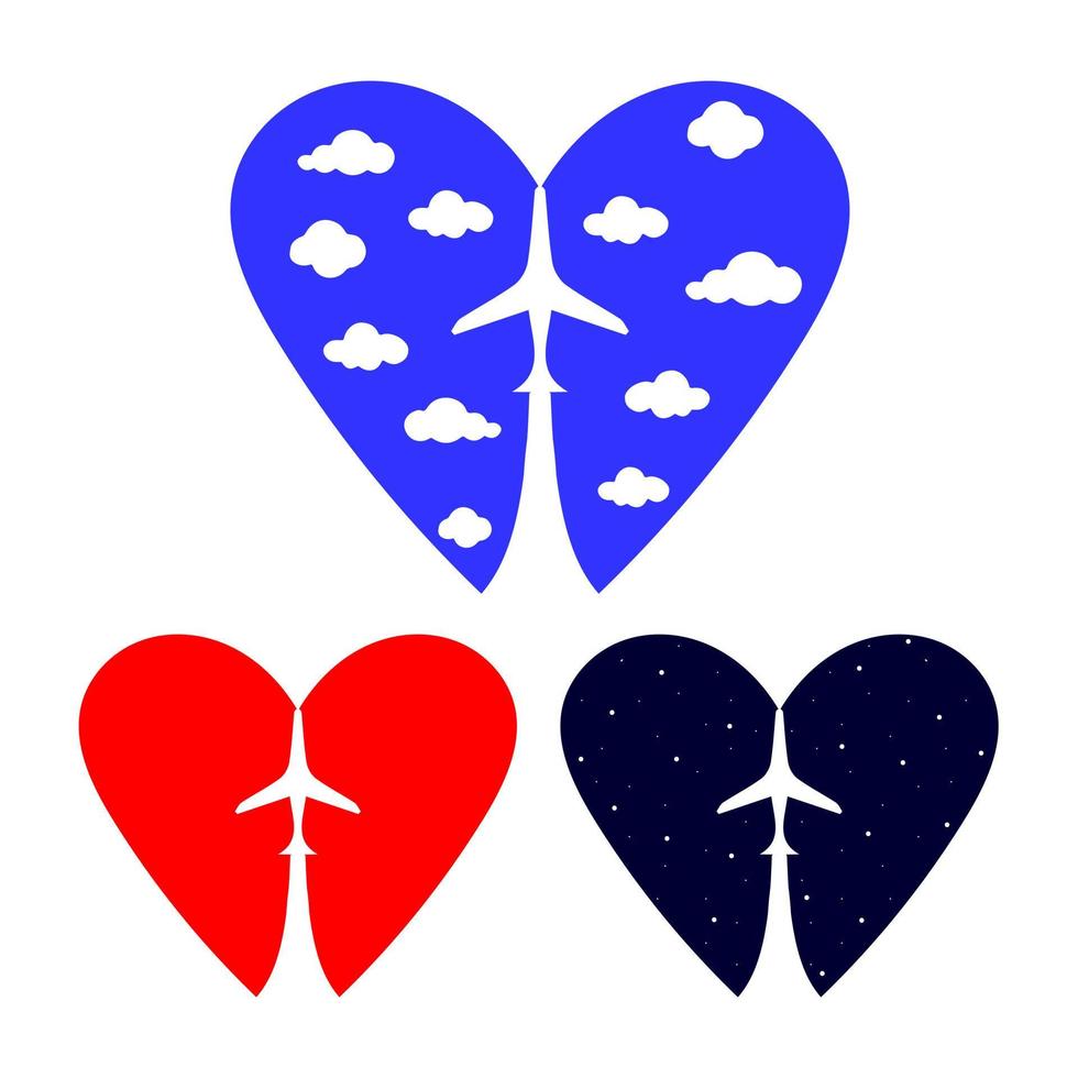 Plane on the background of the heart. vector