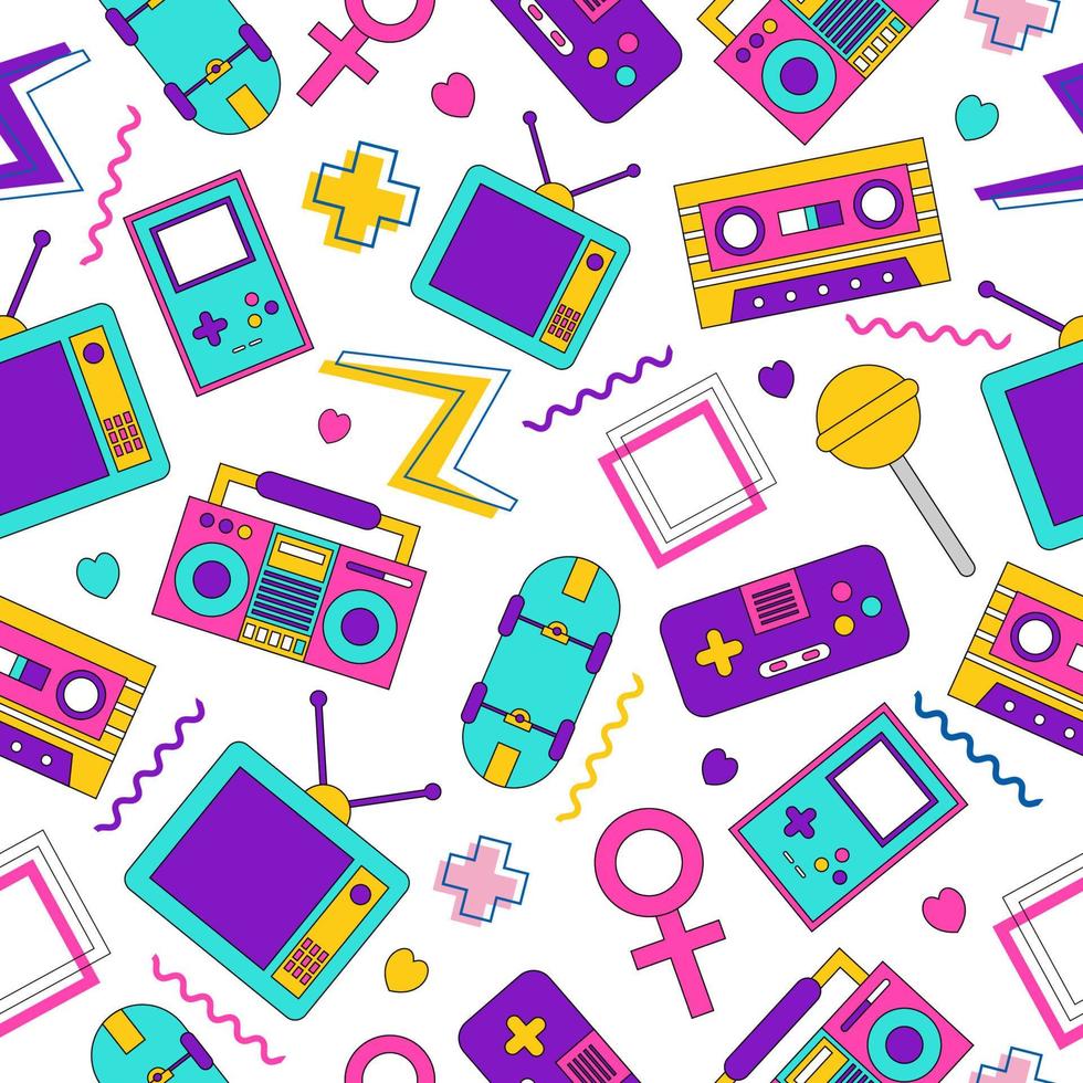 90s Seamless Pattern vector