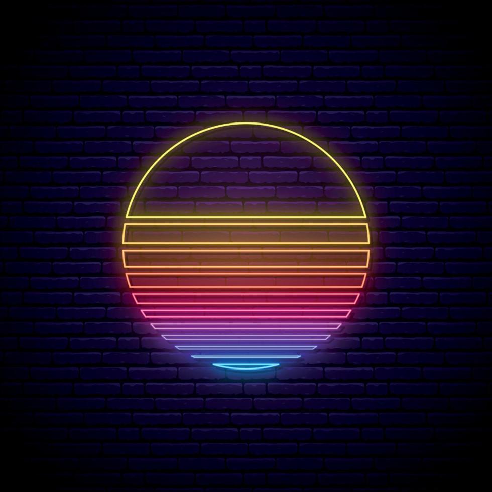 Abstract neon sun sign. vector