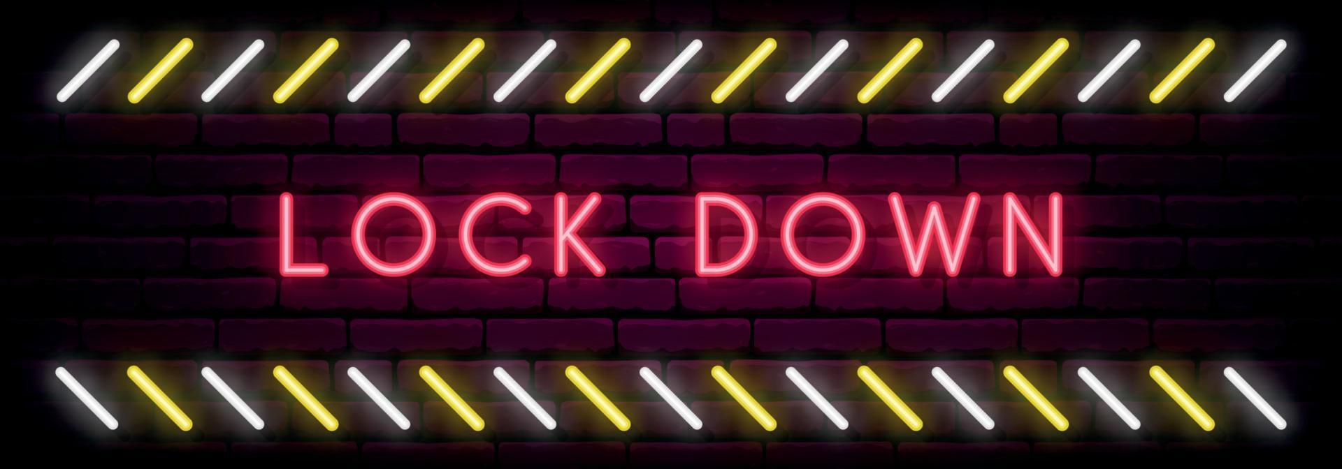 Lock Down neon signboard. vector