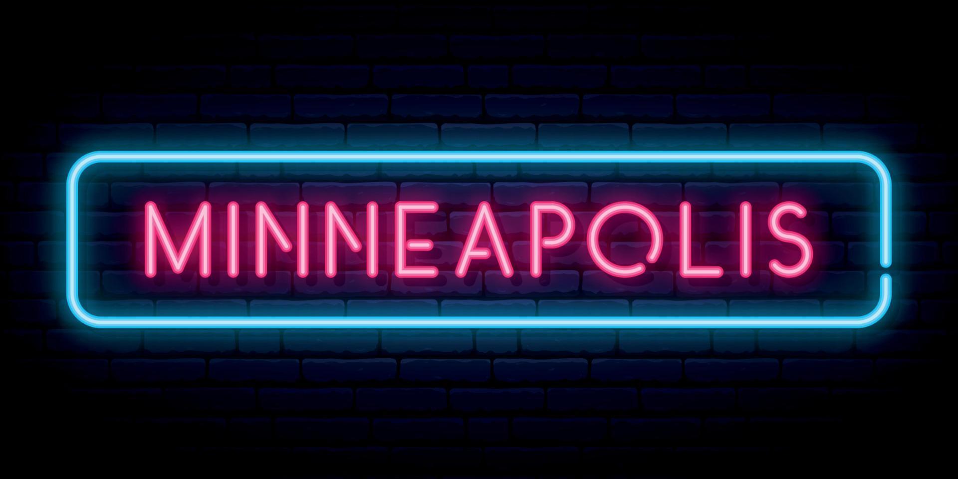 Minneapolis neon sign. vector