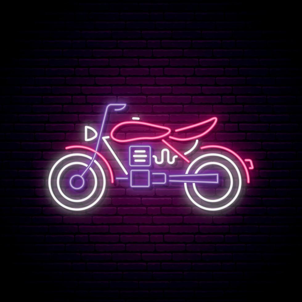 Neon motorcycle sign. vector