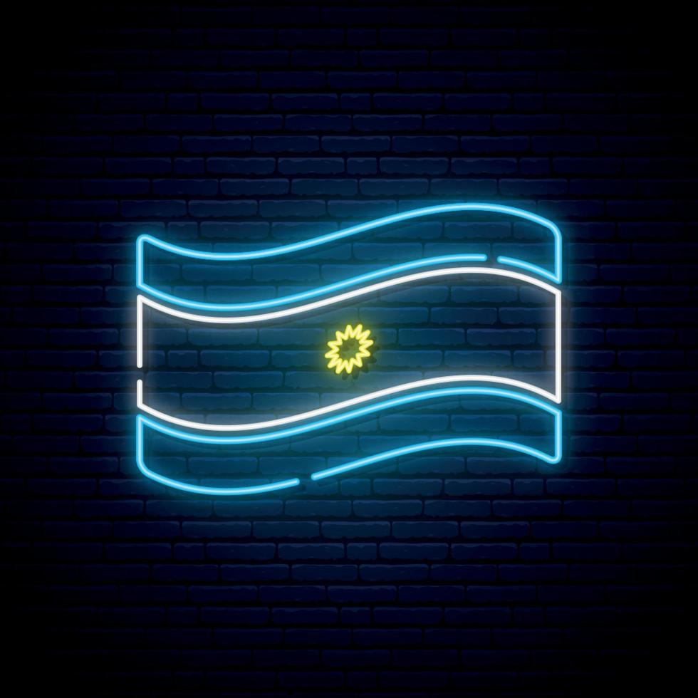 Neon flag of Argentina. vector