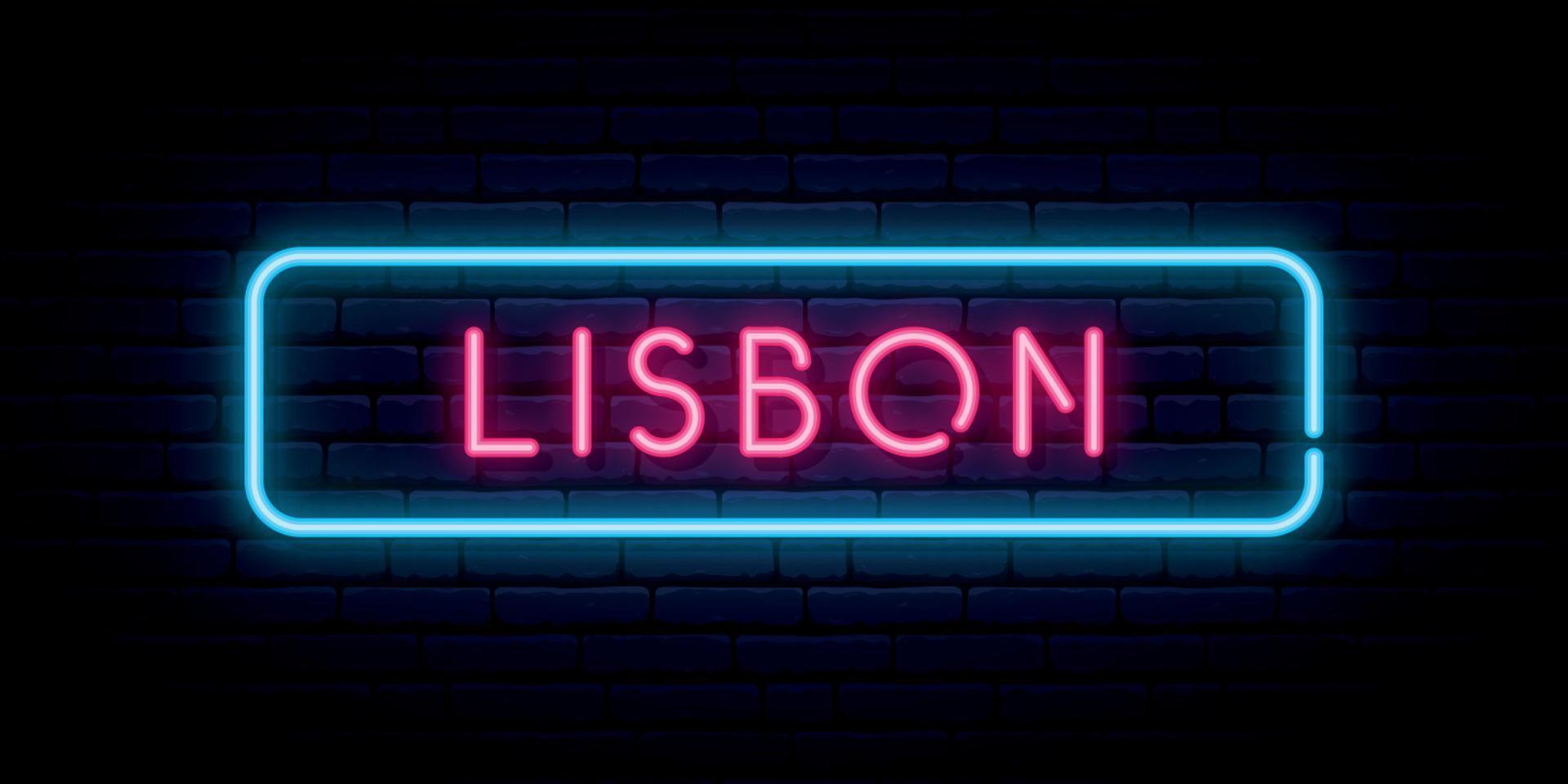 Lisbon neon sign. vector