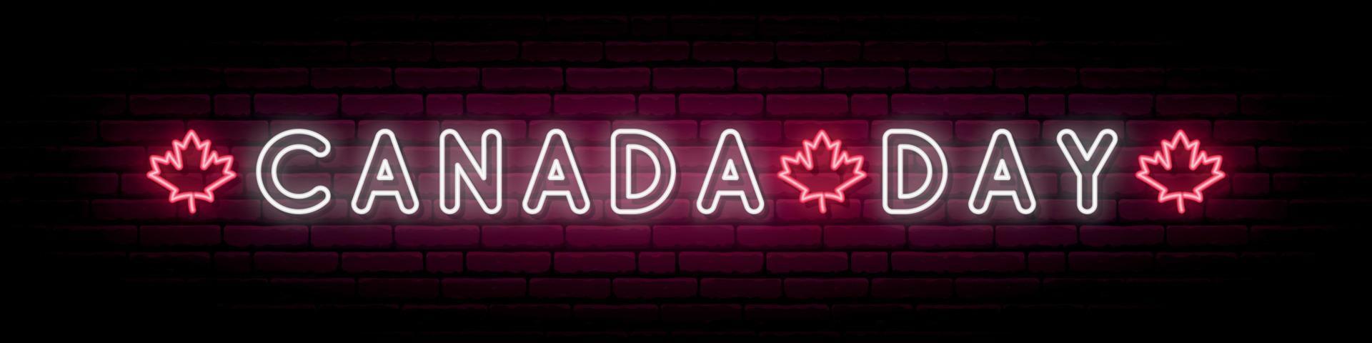 Canada Day neon signboard. vector