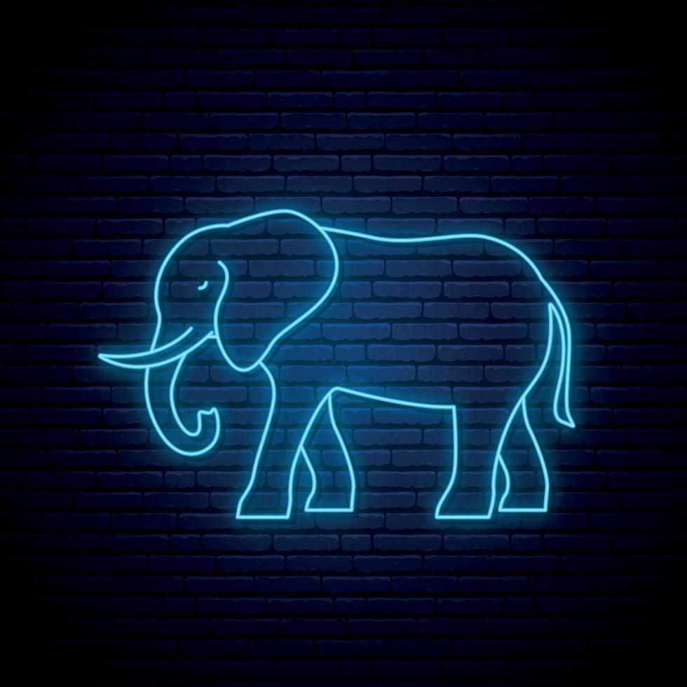 Neon elephant sign. vector