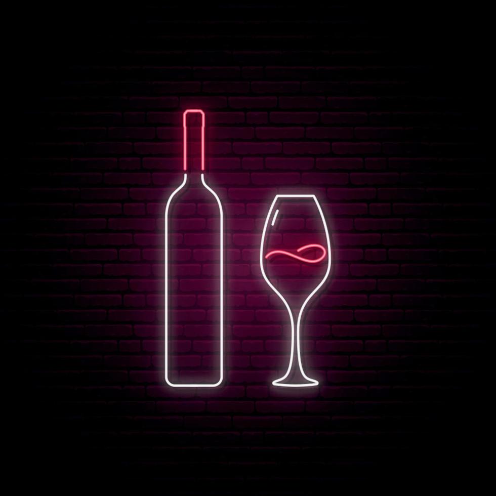 Neon wine sign. vector