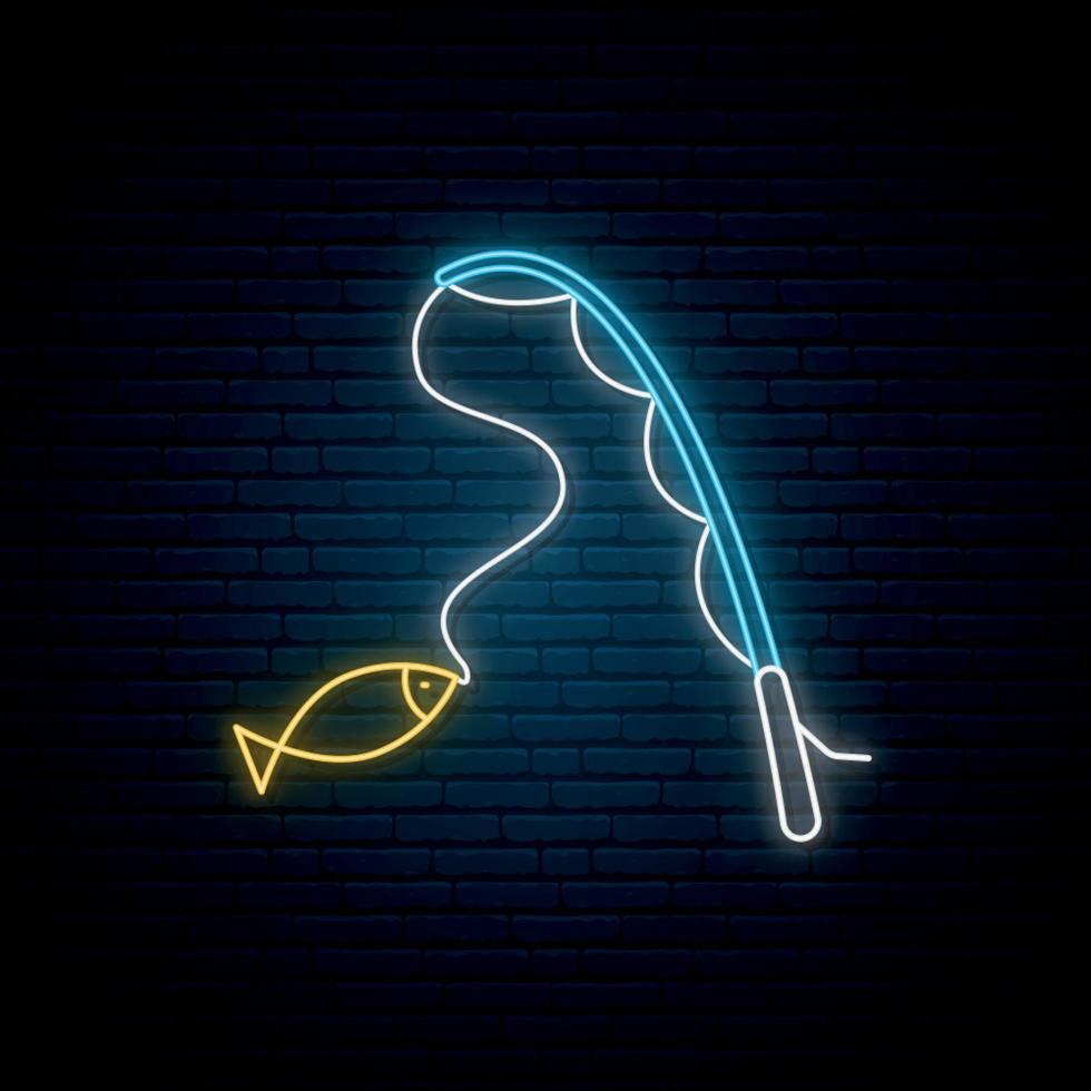 Neon Fishing sign. vector