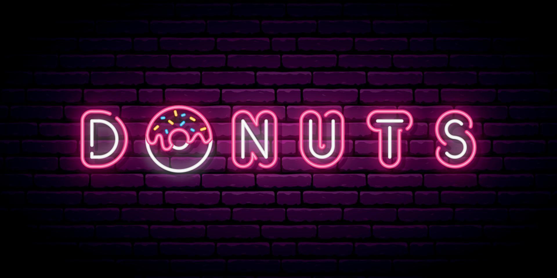 Neon Donut signboard. vector