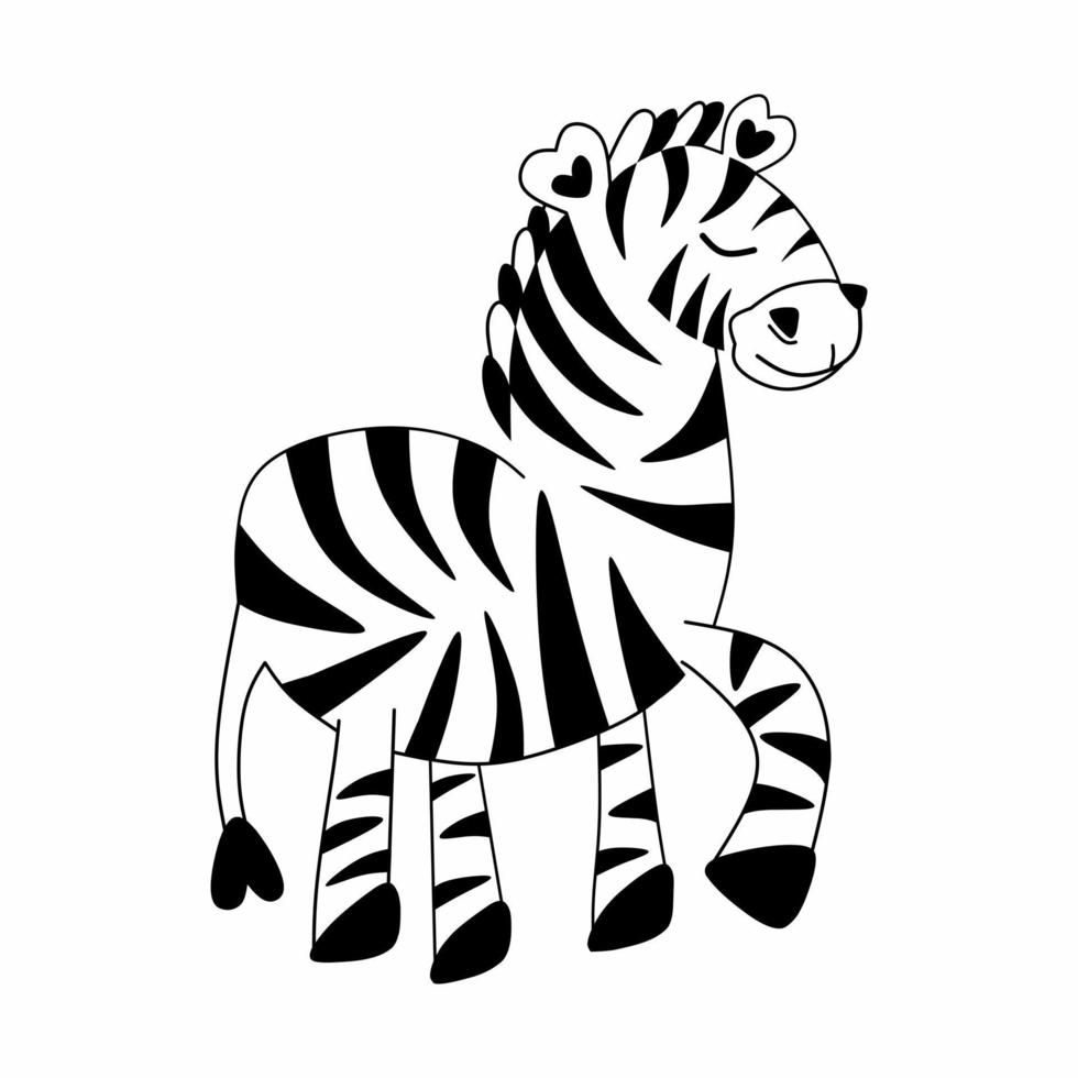 Cute cartoon black and white zebra vector