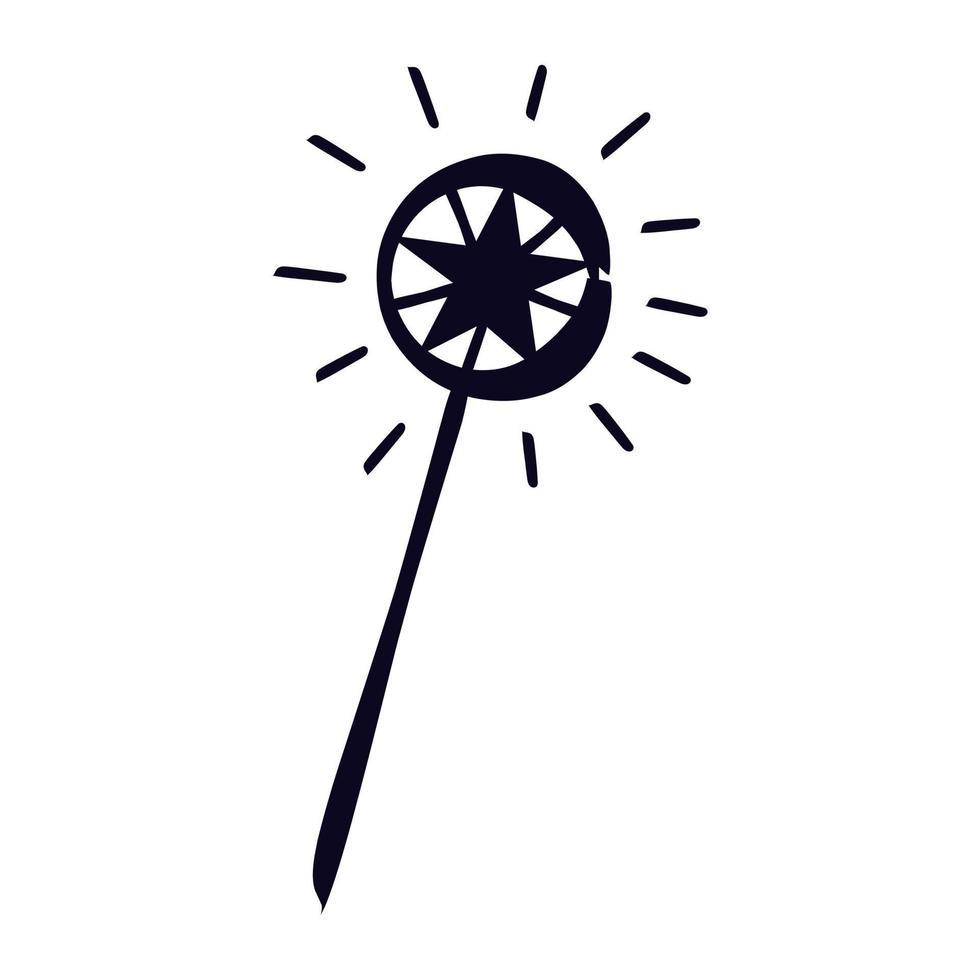 Doodle hand drawn magic wand vector