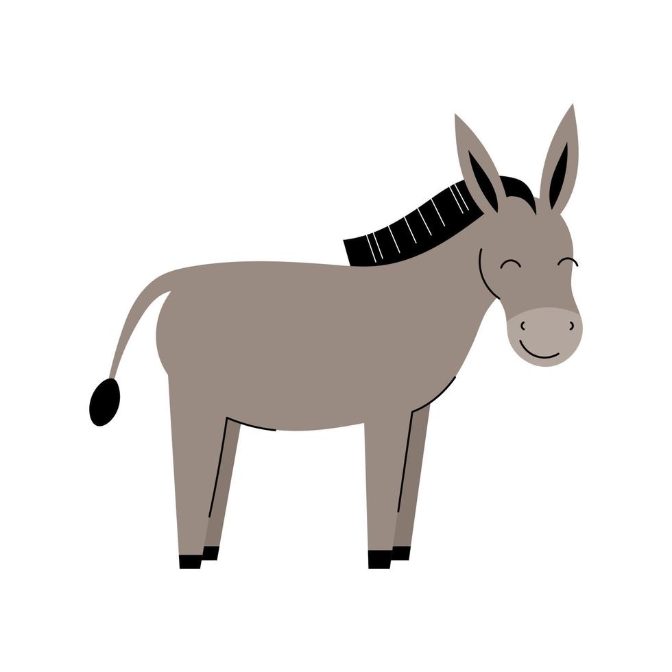 Cute donkey . Cartoon farm animals. Simple vector flat 7533778 Vector Art  at Vecteezy