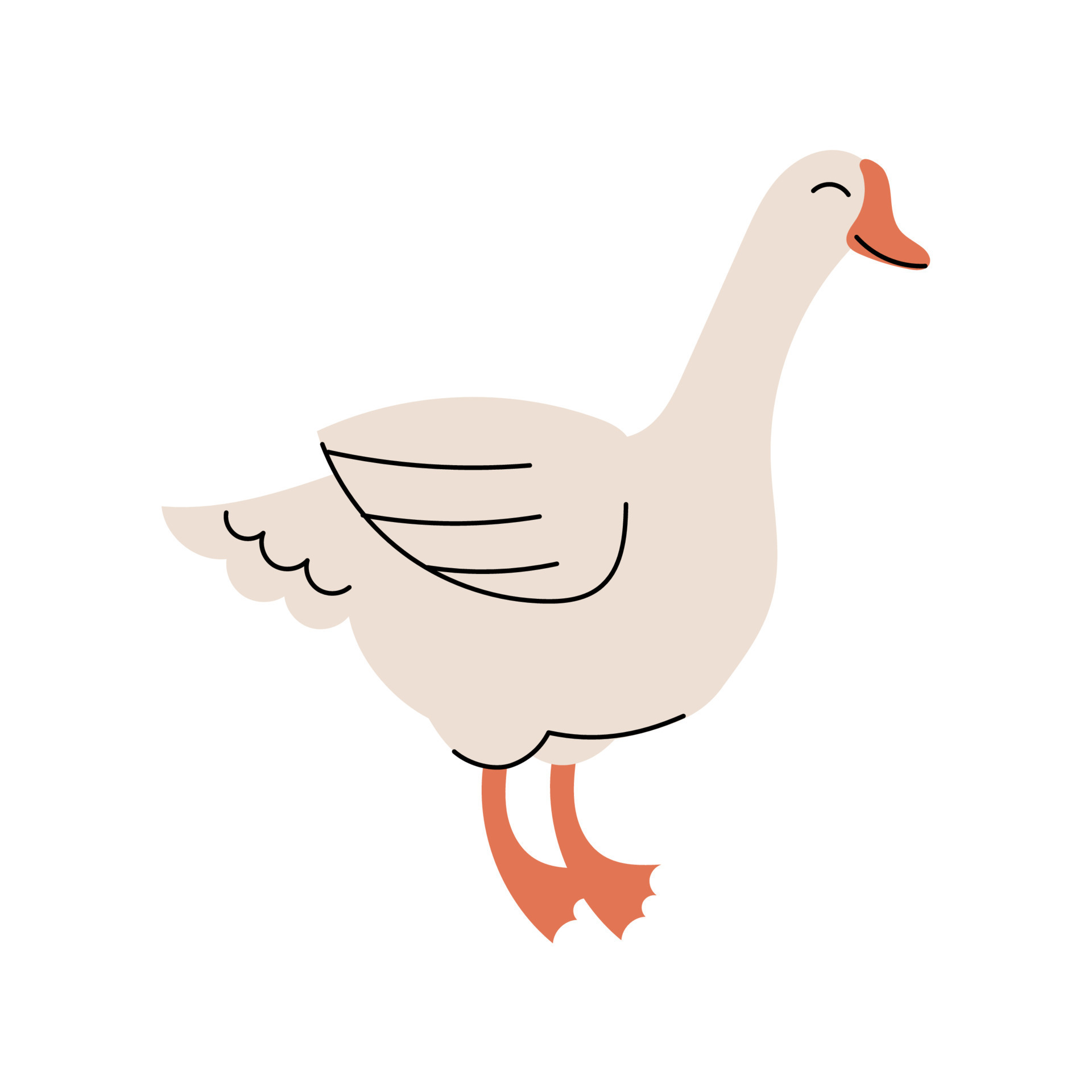 Cute goose . Cartoon farm animals. Simple vector flat 7533809 Vector Art at  Vecteezy
