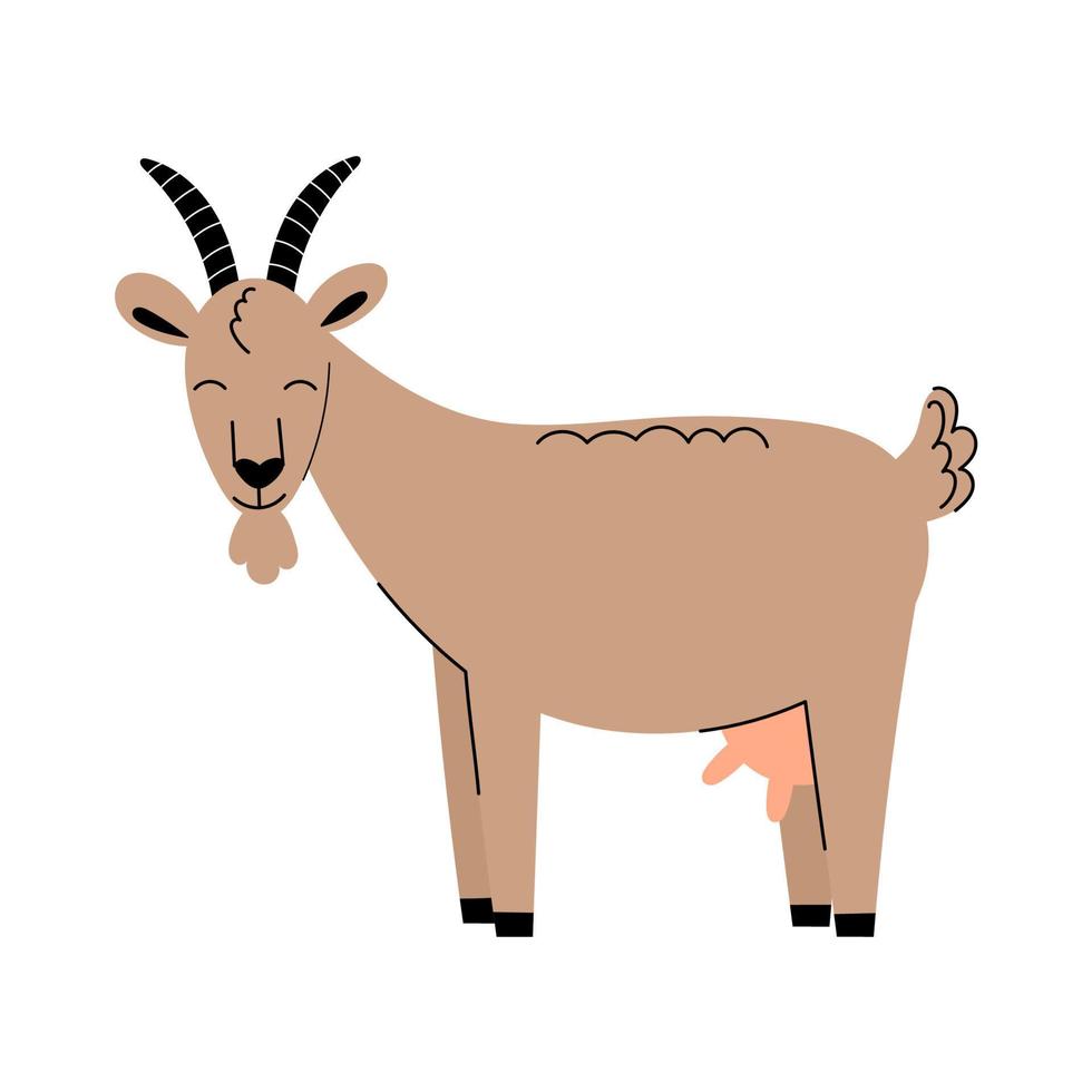 linda cabra. animales de granja de dibujos animados. simple vector plano