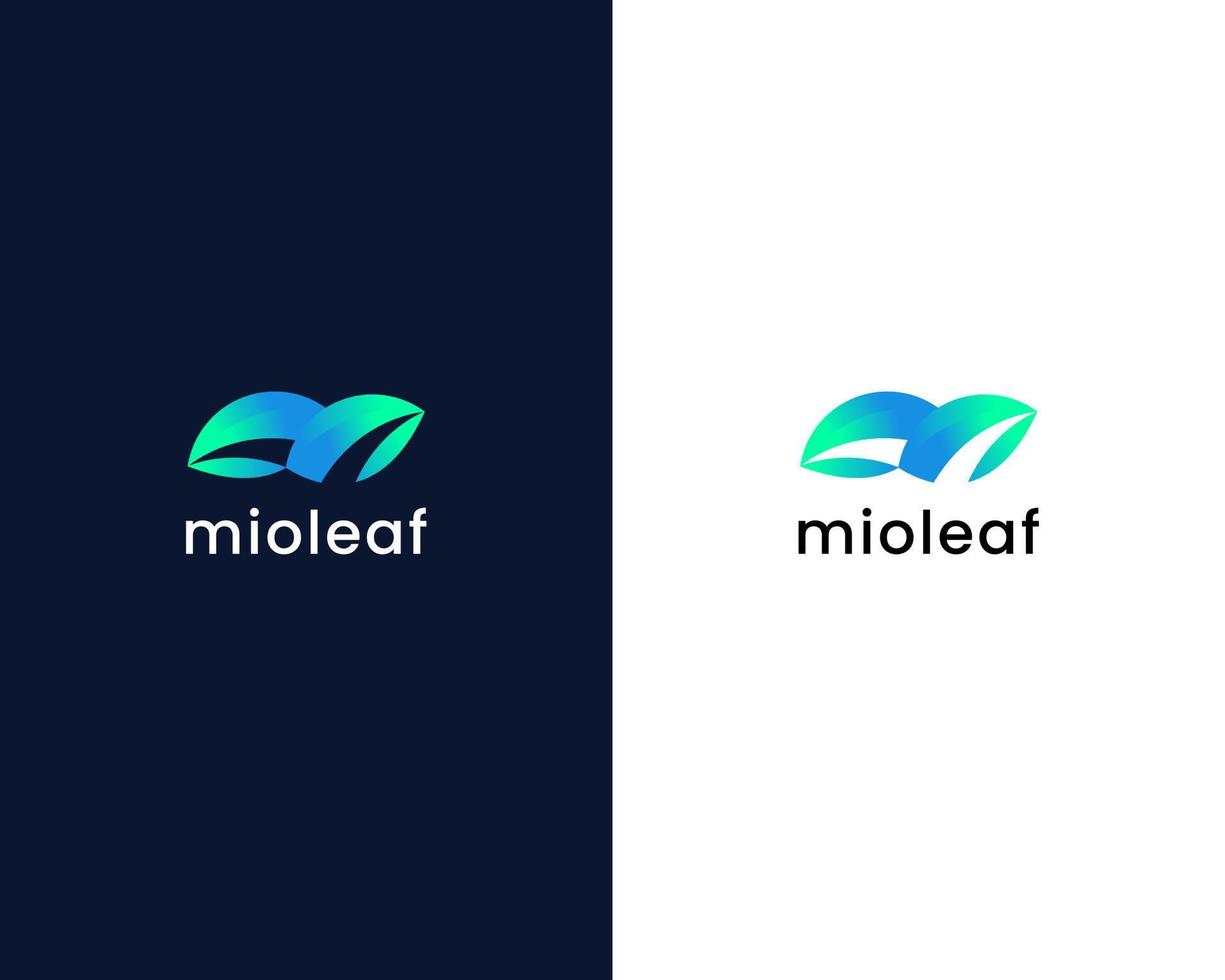 letter m with leaf logo design template vector
