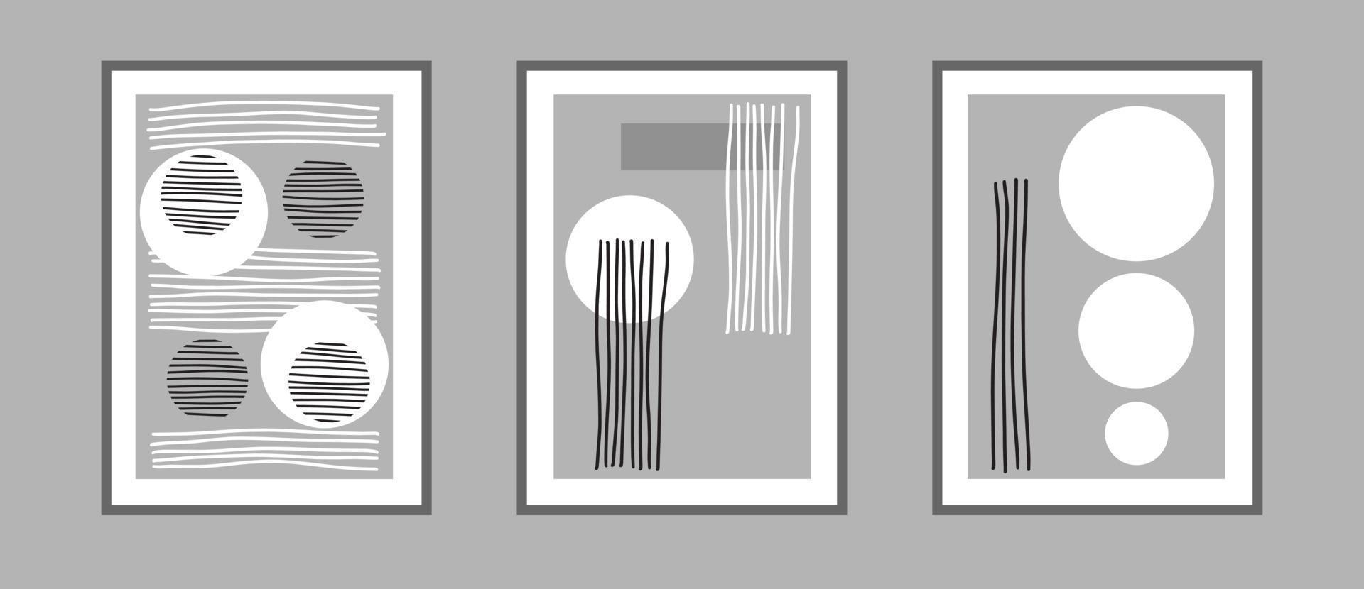 colección de carteles modernos abstractos con forma geométrica, línea, onda. arte de pared moderno de moda. ilustración vectorial editable. vector